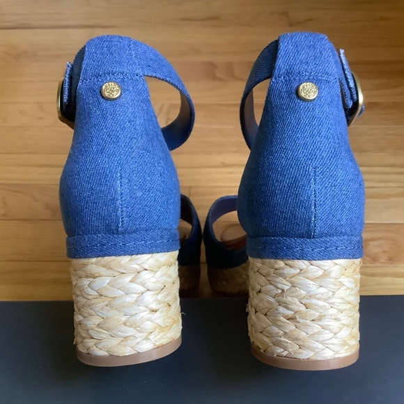 Vince Camuto Meterry Adjustable Wedge Sandals Denim SZ 9 - Picture 10 of 16